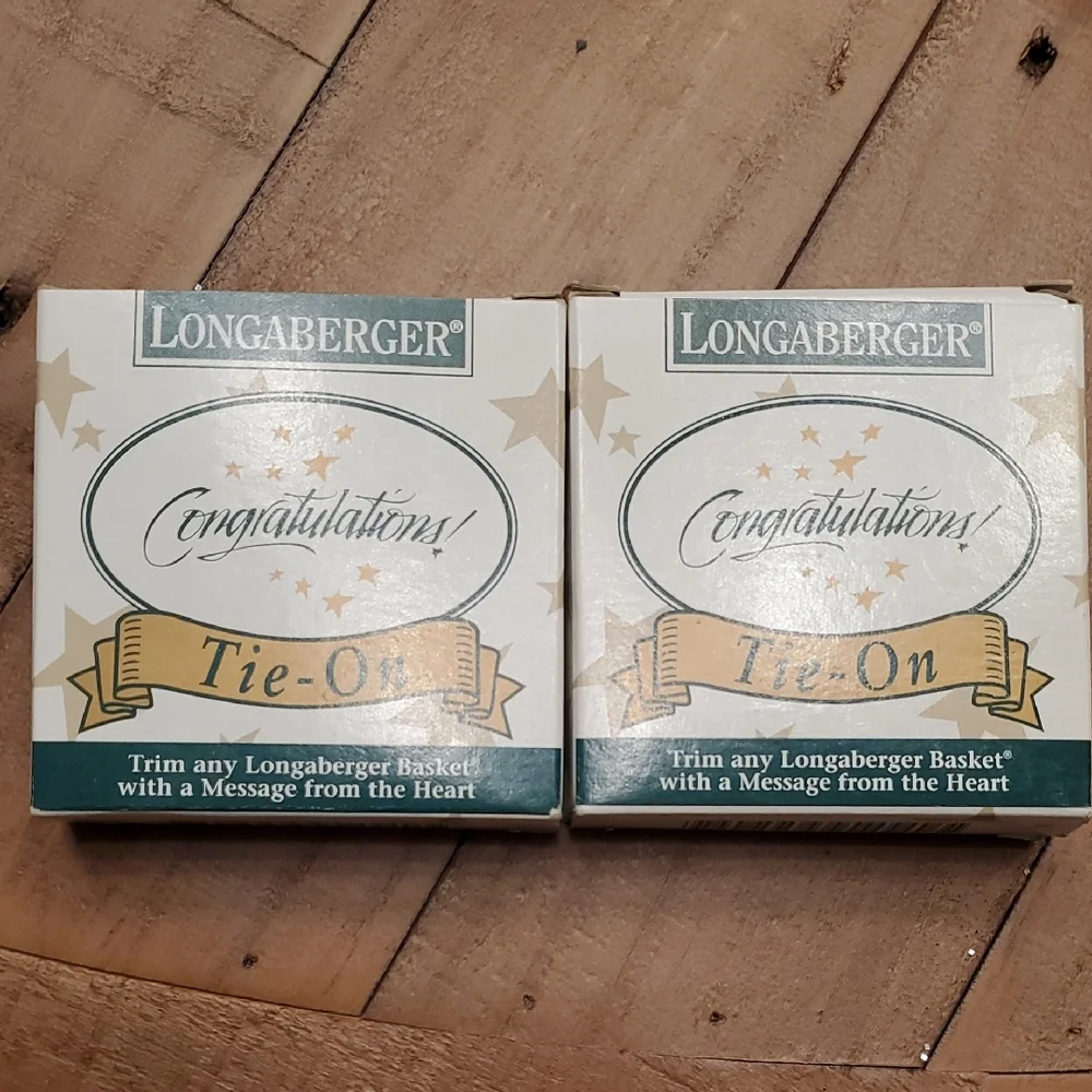 Longaberger CONGRATULATIONS Pottery Tie-on NEW in Box